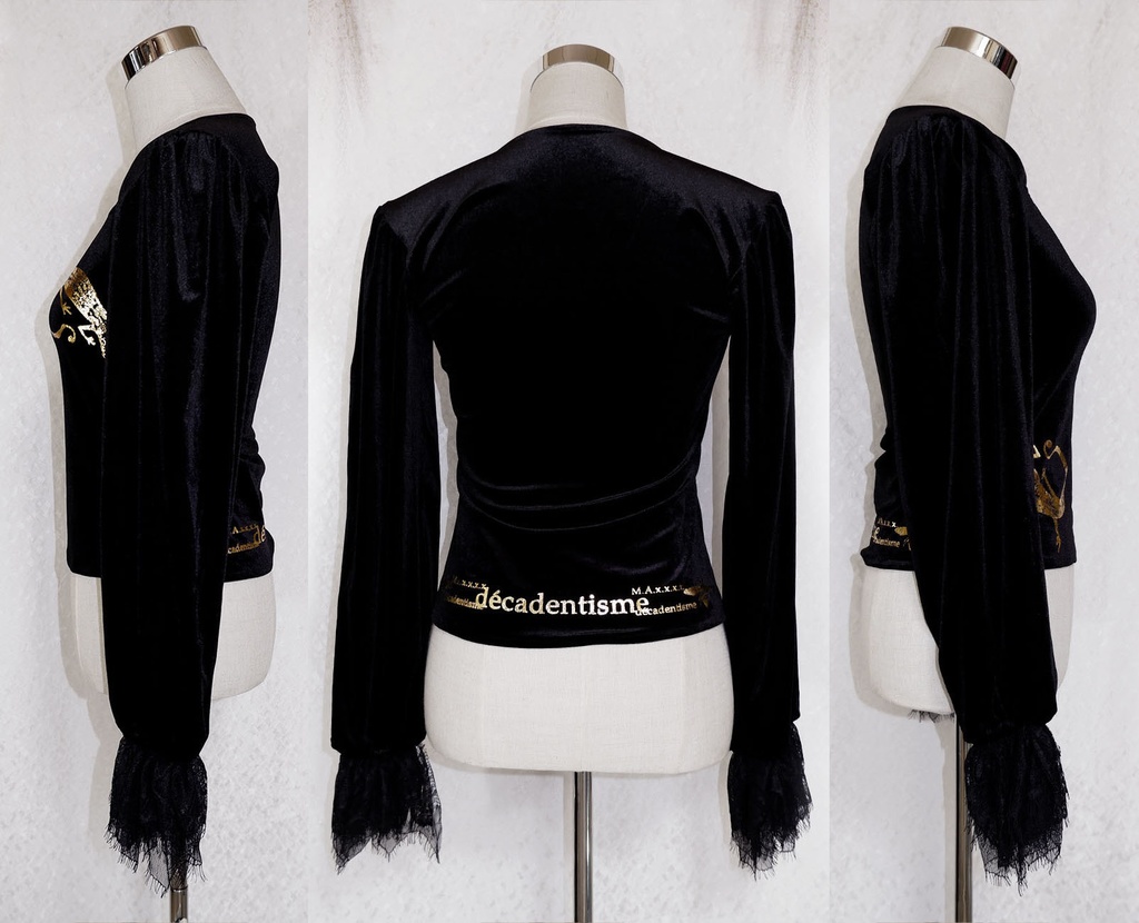 金箔ヤモリのベロアカットソー