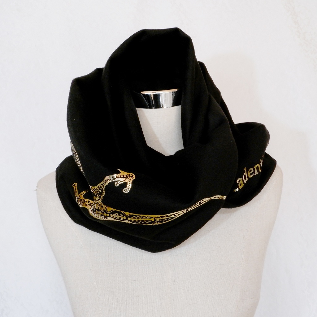 箔ヤモリのロングスヌード【ナイトブラック】