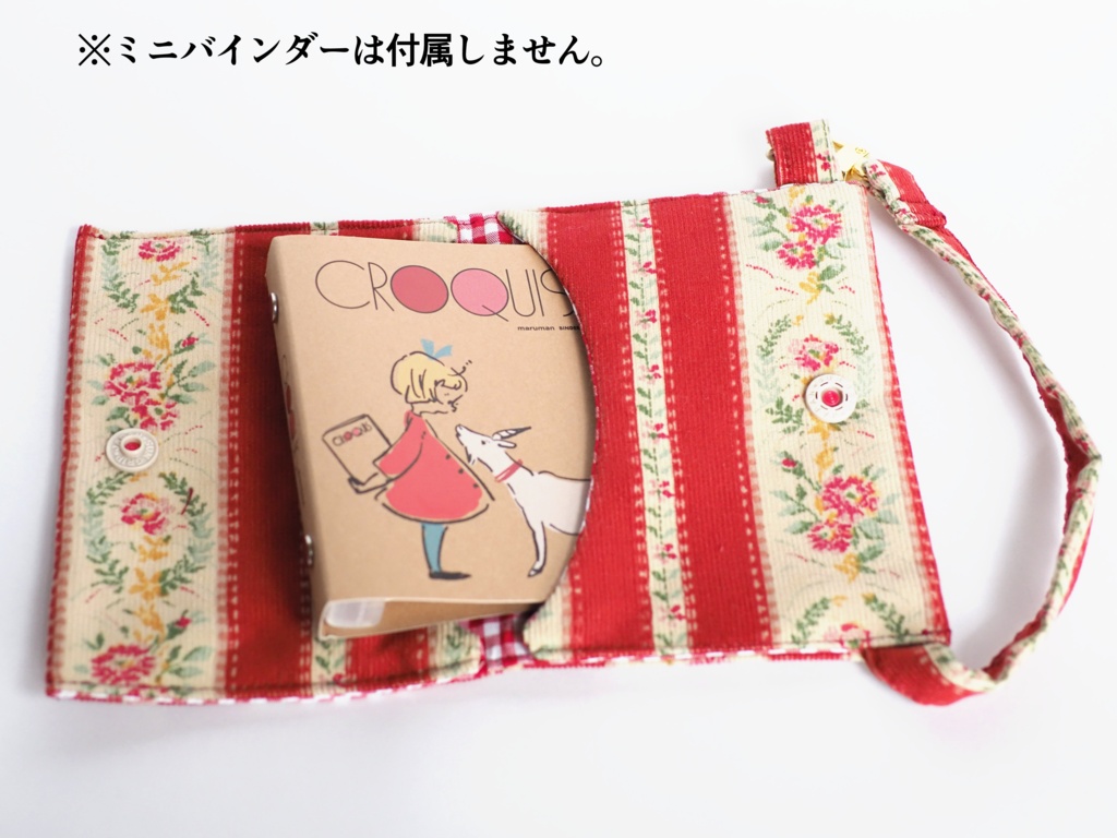 ミニノートカバー（レトロ・ローズ）ストラップ付き