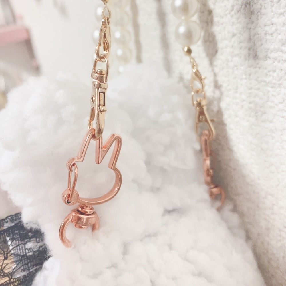 ちびぐるみサイズ チャーム付きチェックうさぎさん