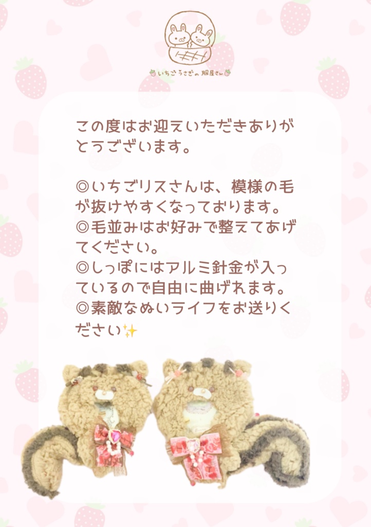 〘 いつぬい用〙いちごリスさん