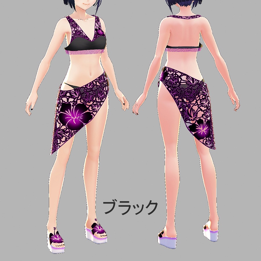 【VRoid衣装】ハイビスカス柄 水着
