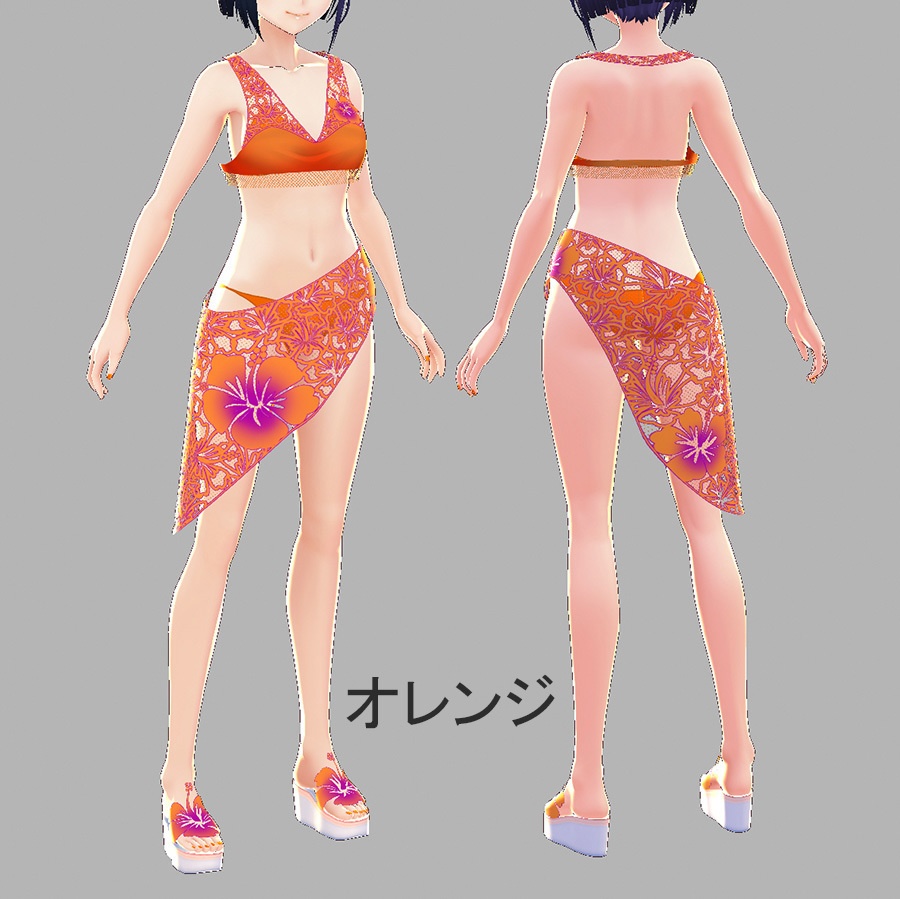 【VRoid衣装】ハイビスカス柄 水着