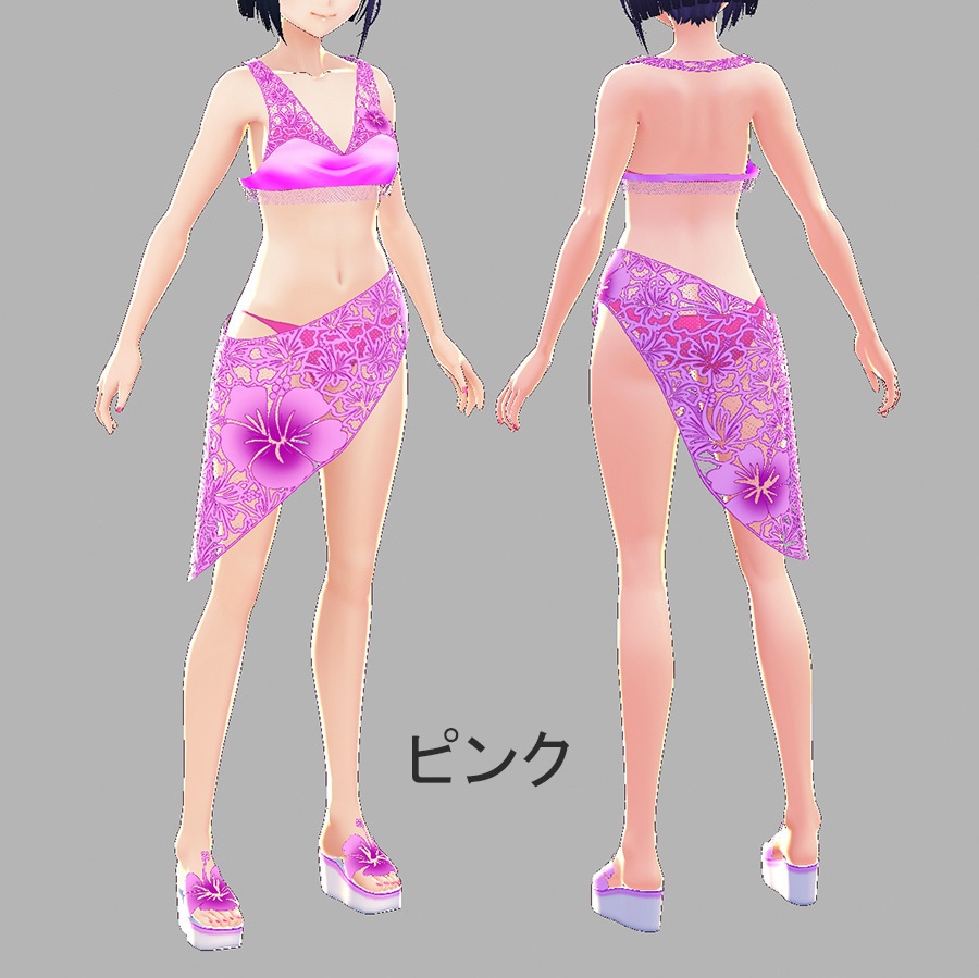 【VRoid衣装】ハイビスカス柄 水着