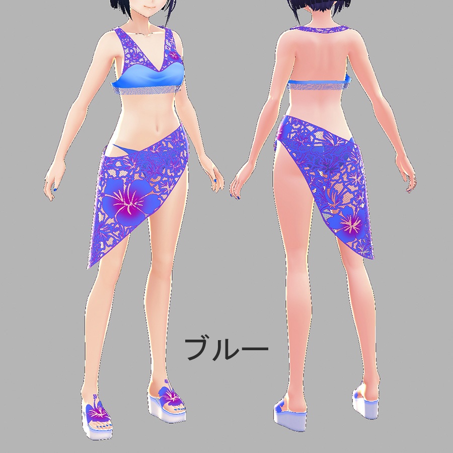 【VRoid衣装】ハイビスカス柄 水着