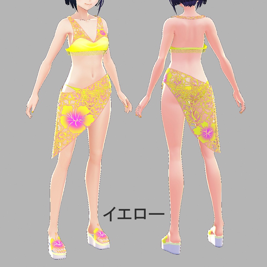 【VRoid衣装】ハイビスカス柄 水着