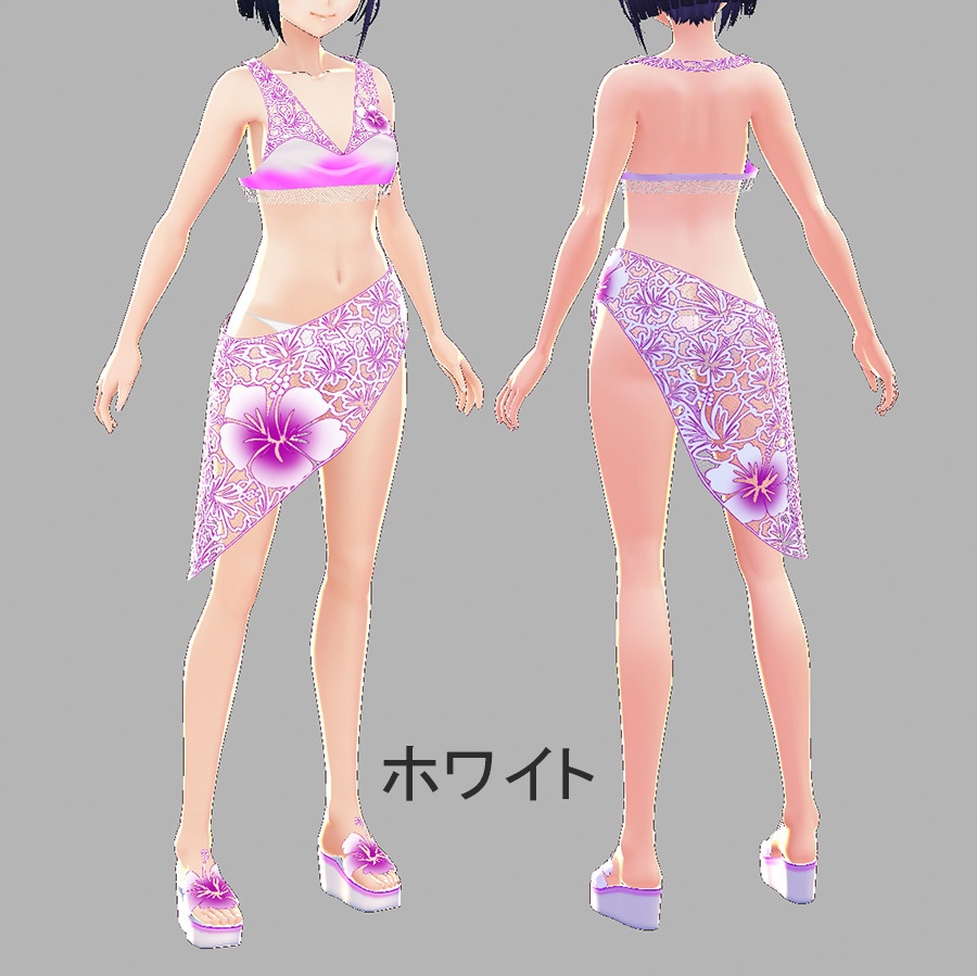 【VRoid衣装】ハイビスカス柄 水着