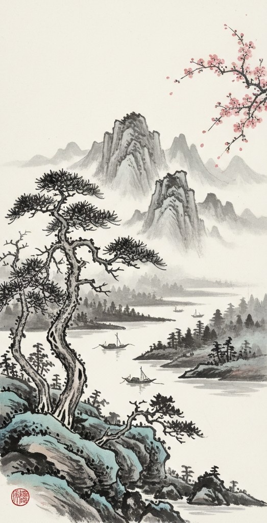 水墨画風壁紙　其の壱"Sumi-e style wallpaper"