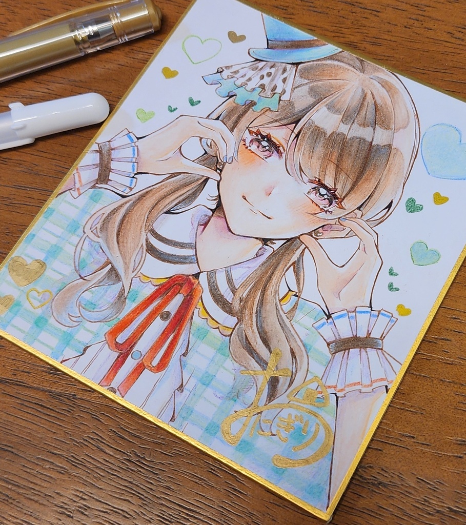 【直筆小色紙】ほっぺハート‪💚🤎