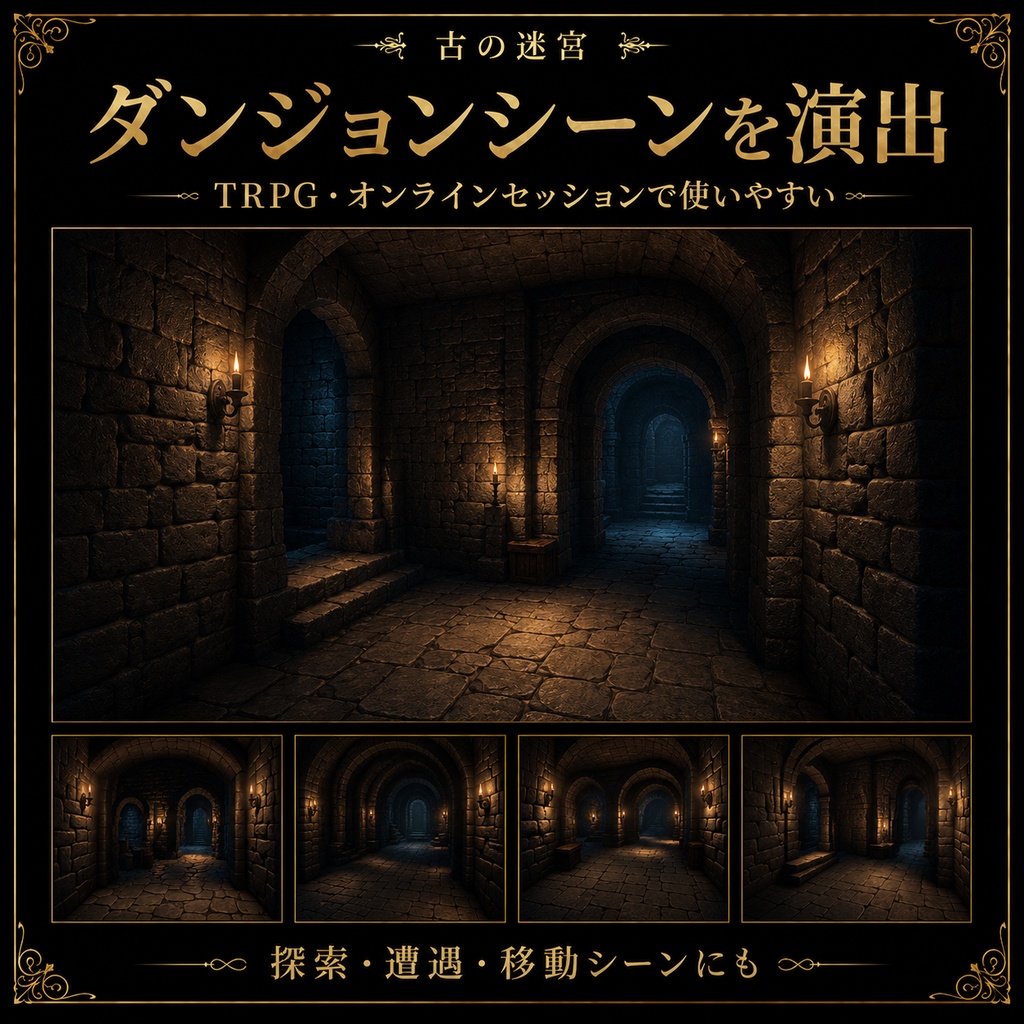 《無料あり》ダンジョン背景素材(古の迷宮)|TRPG・オンラインセッション向け背景5枚セット