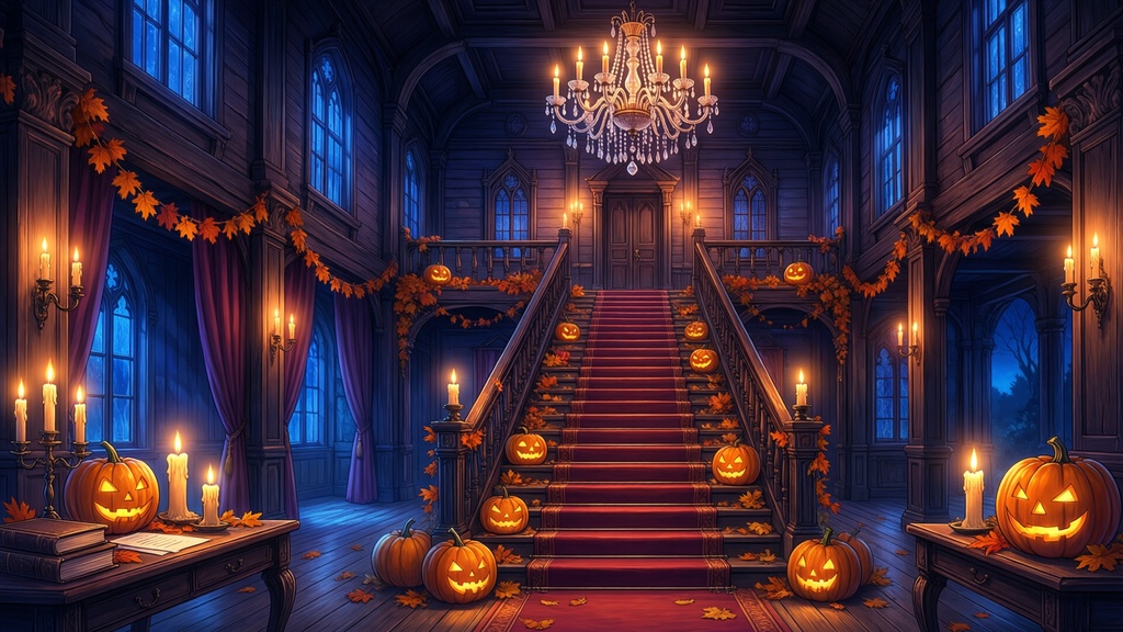 【無料あり】ハロウィンの夜の洋館ミニパック Vol.01|招待と到着編|TRPG背景素材|ROOM ZIP対応