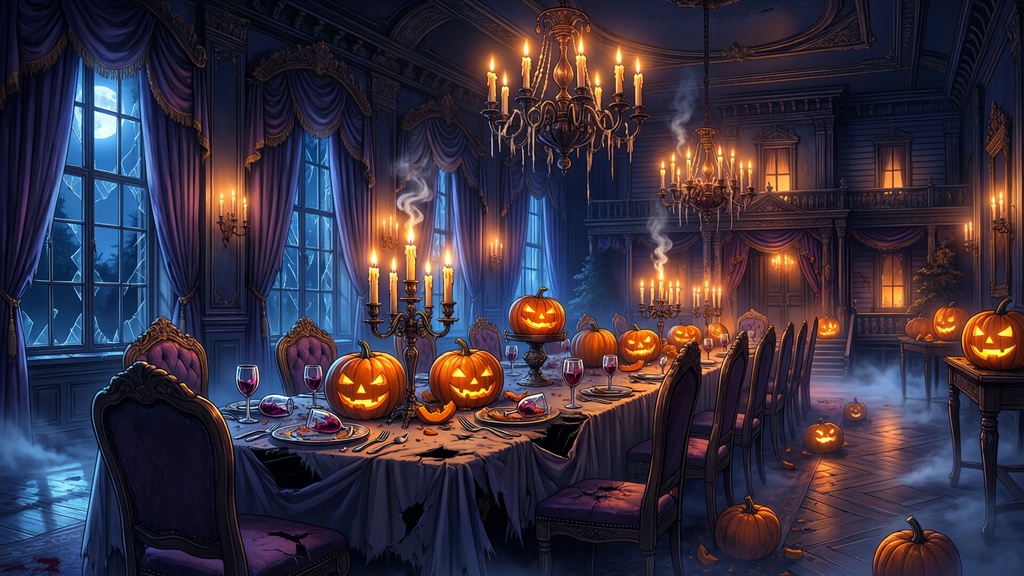 【無料あり】ハロウィンの夜の洋館ミニパック Vol.03|異変編|TRPG背景素材|ROOM ZIP対応