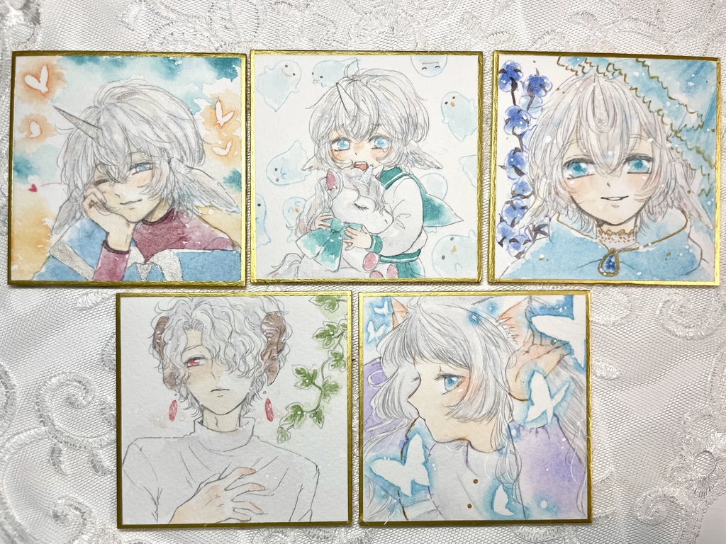 豆色紙ドローイング原画 (5種)