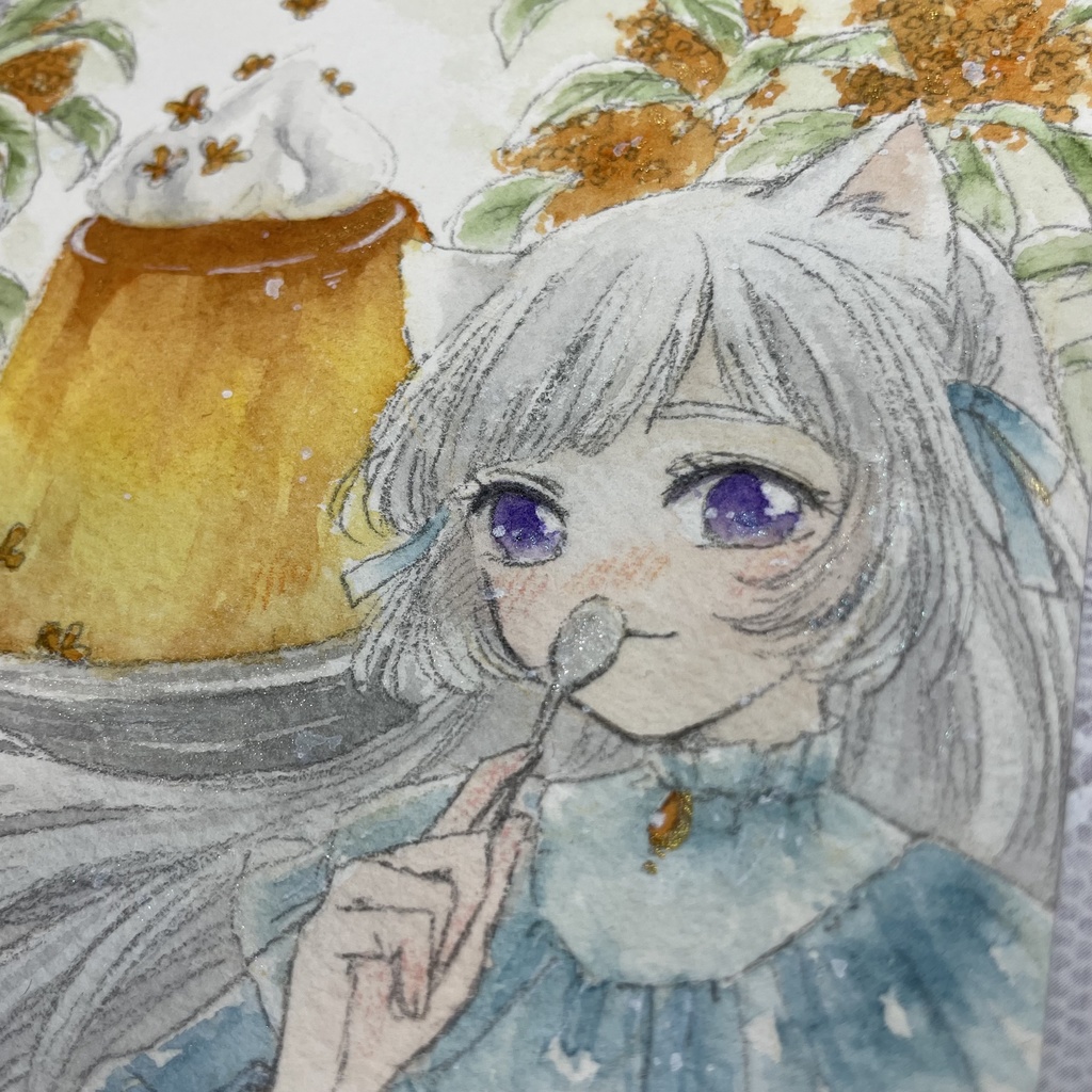 額装原画「金木犀と恋するプリン」*オマケ付き