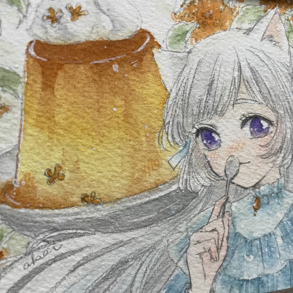 額装原画「金木犀と恋するプリン」*オマケ付き