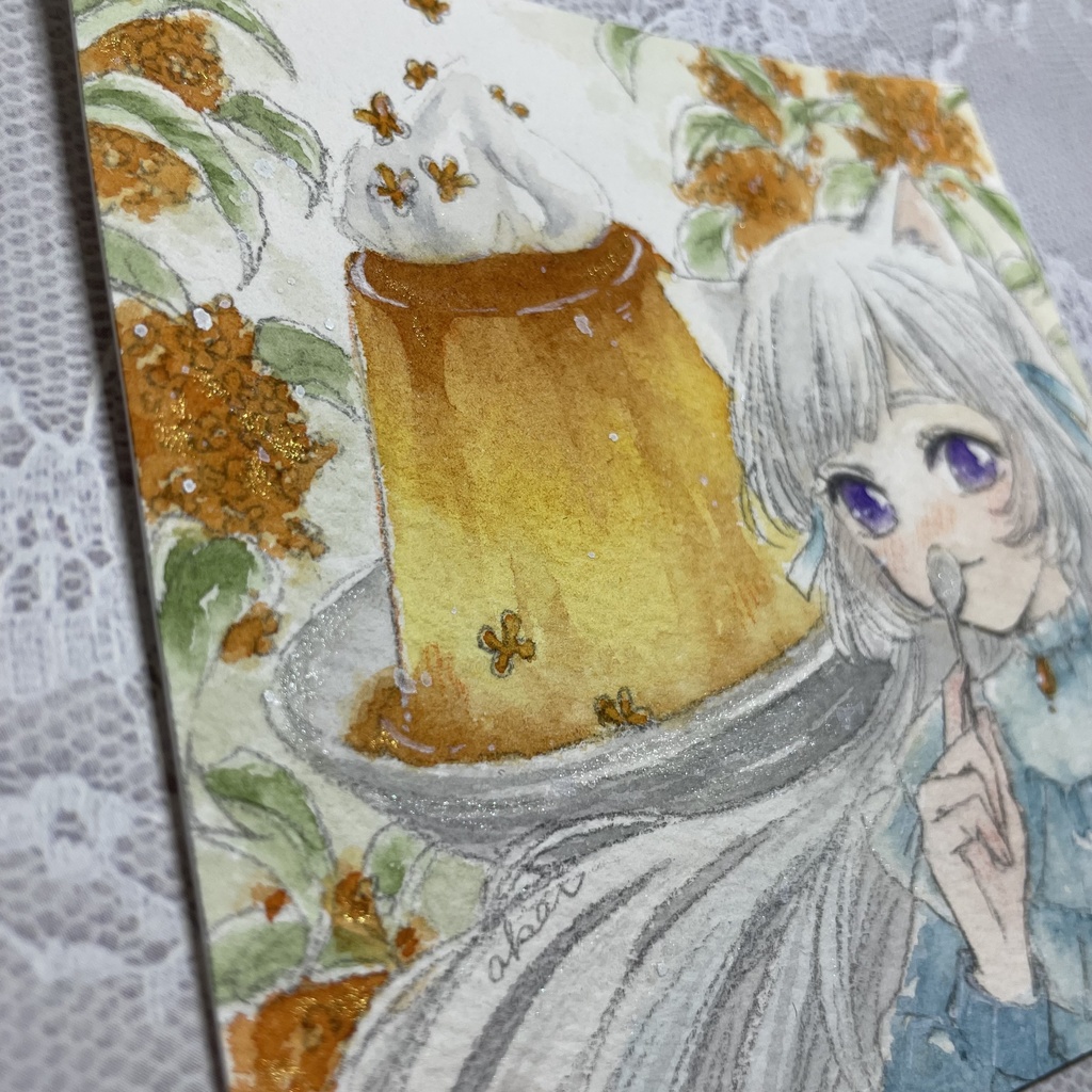 額装原画「金木犀と恋するプリン」*オマケ付き