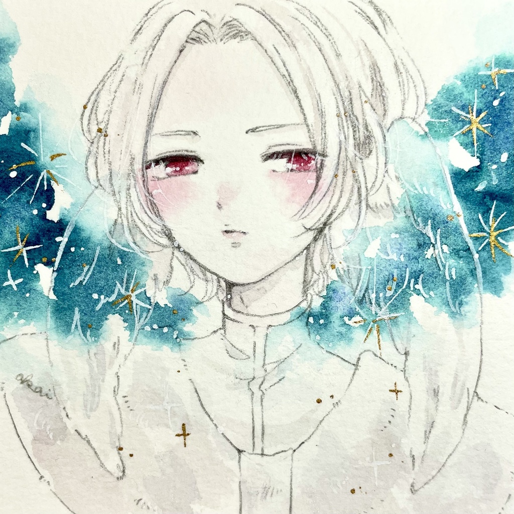 額装原画「蒼氷に凛と立つ」