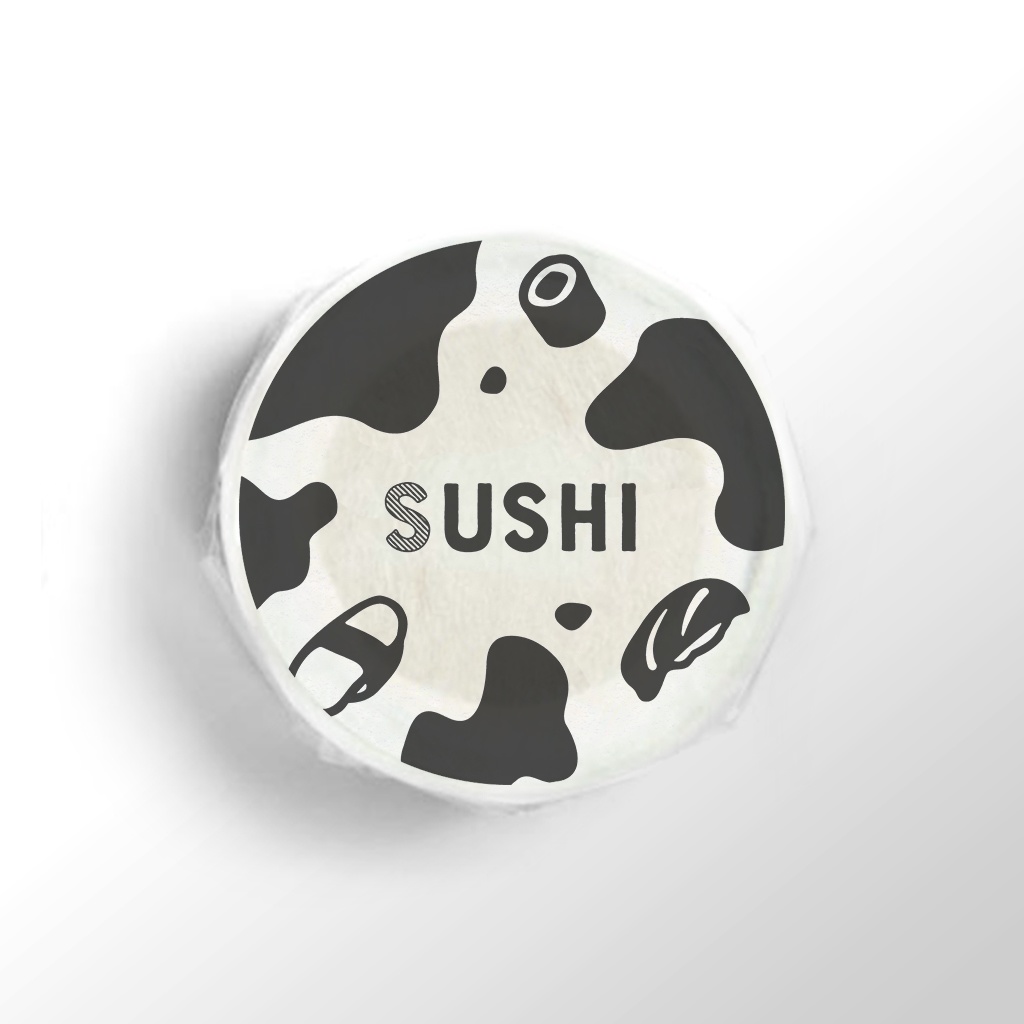S-USHI スシウシ 寿司の牛柄 | 黒×白 マスキングテープ