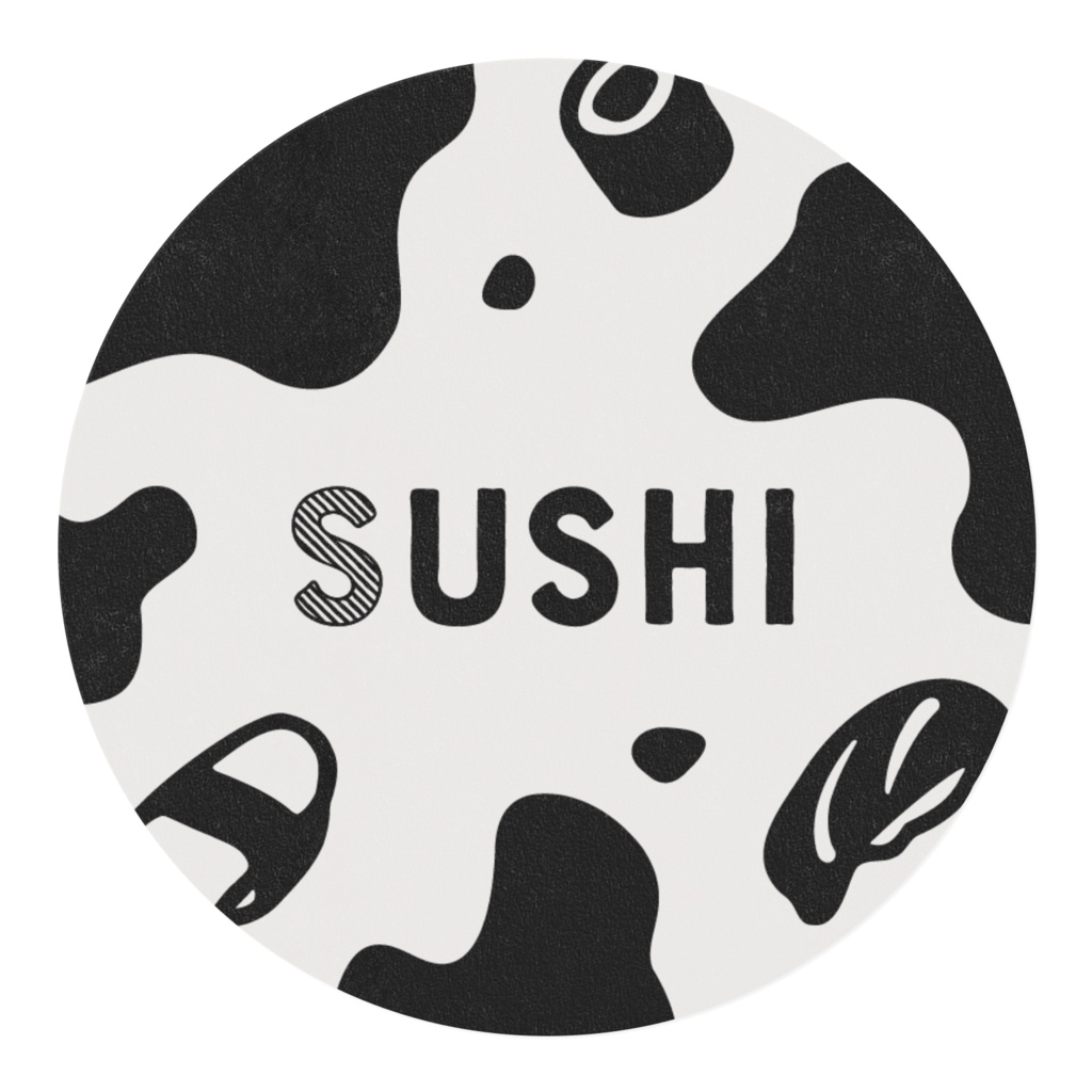 S-USHI スシウシ 寿司の牛柄 | 黒×白 マスキングテープ