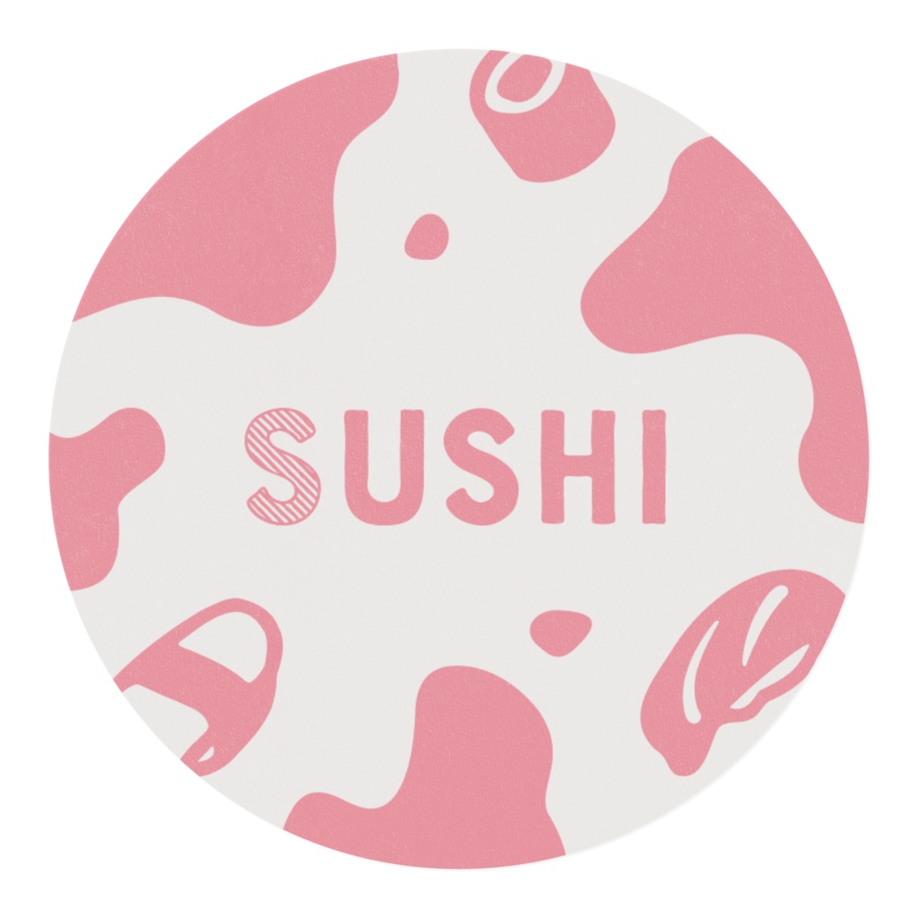 S-USHI スシウシ 寿司の牛柄 | ピンク×白 マスキングテープ