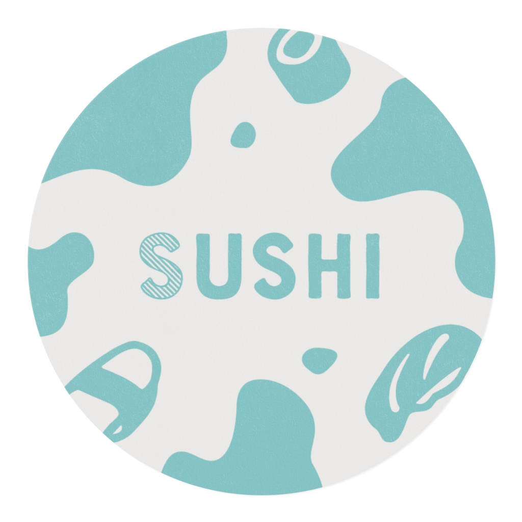 S-USHI スシウシ 寿司の牛柄 | ミント×白 マスキングテープ