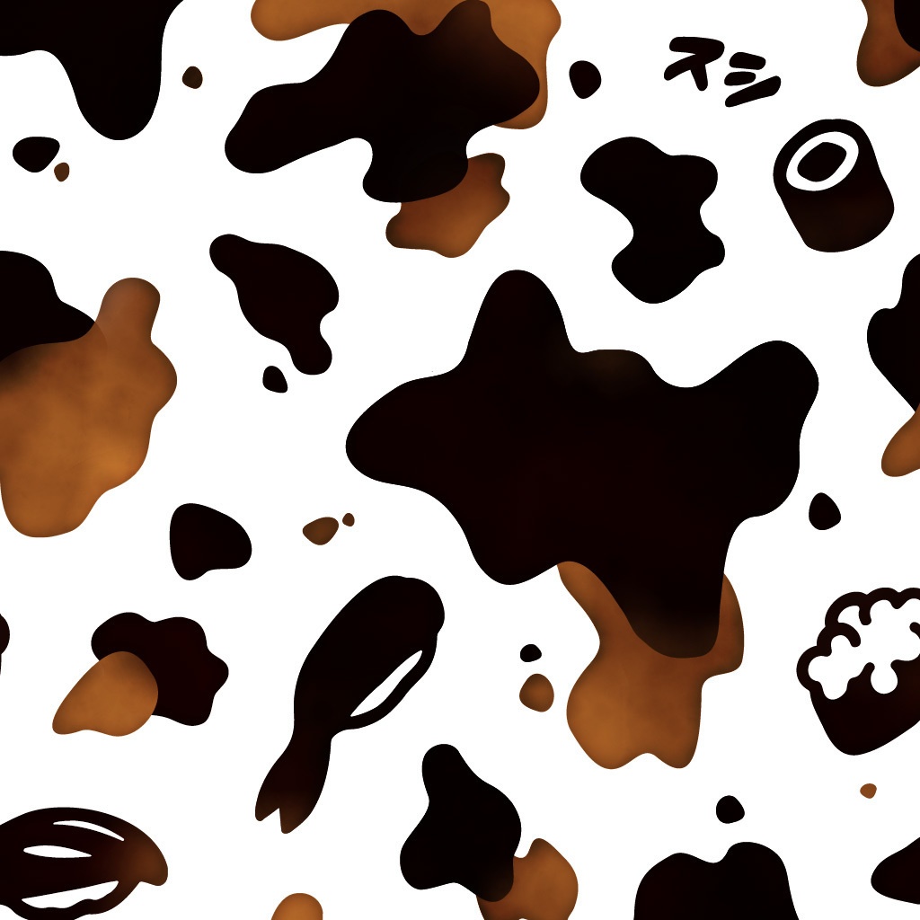 S-USHI スシウシ 寿司の牛柄 | 黒茶×白 スマートフォン・タブレット壁紙