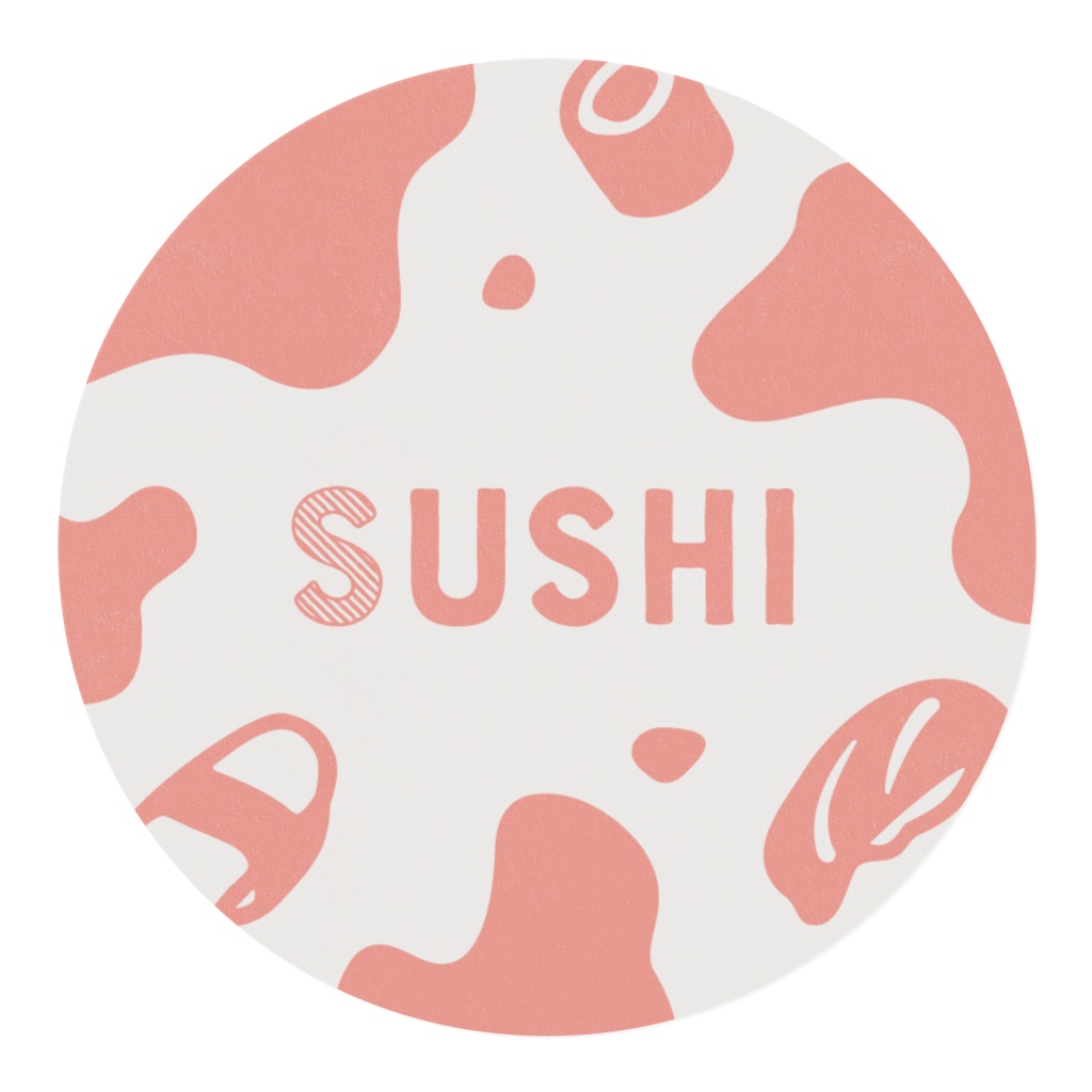 S-USHI スシウシ 寿司の牛柄 | コーラルピンク×白 マスキングテープ