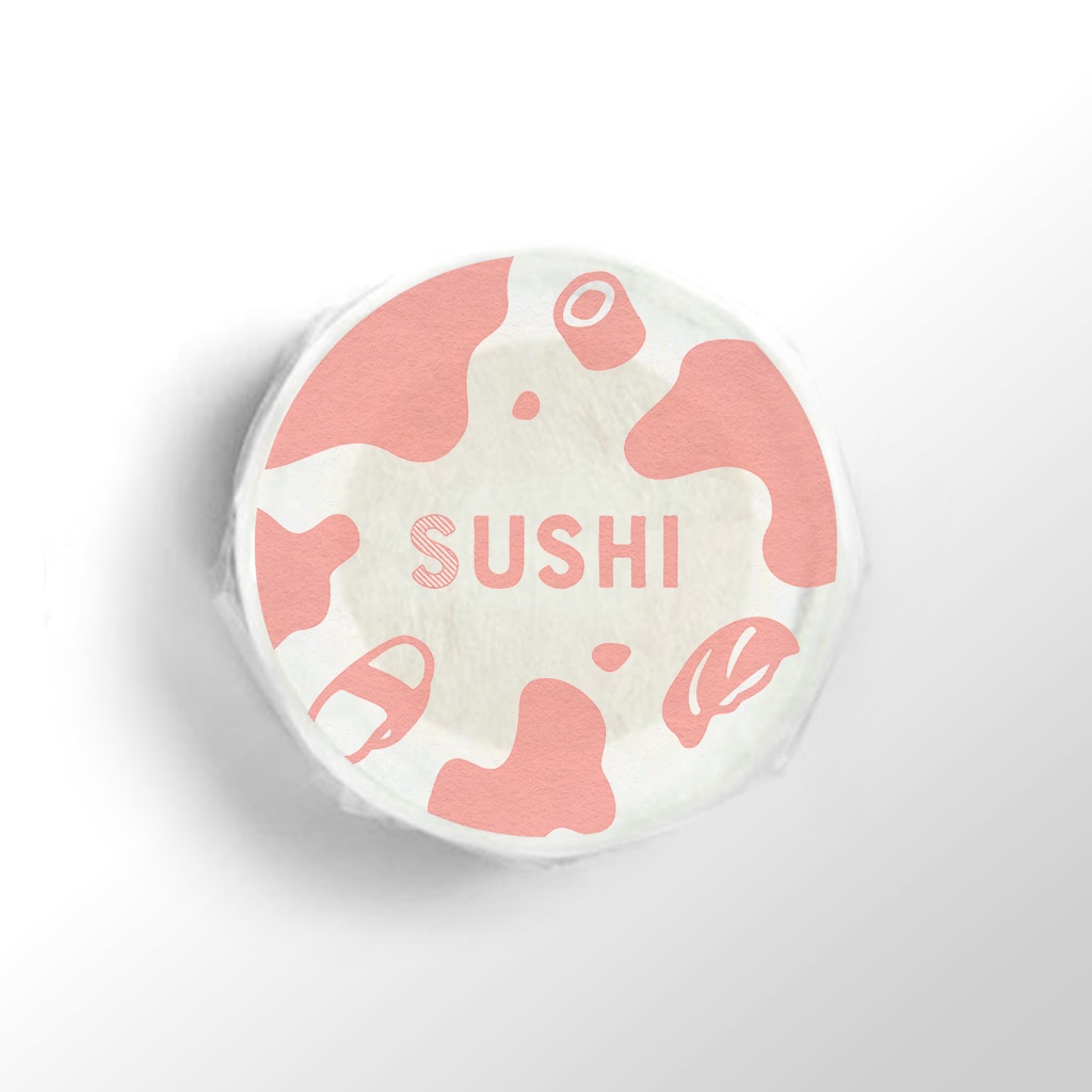 S-USHI スシウシ 寿司の牛柄 | コーラルピンク×白 マスキングテープ