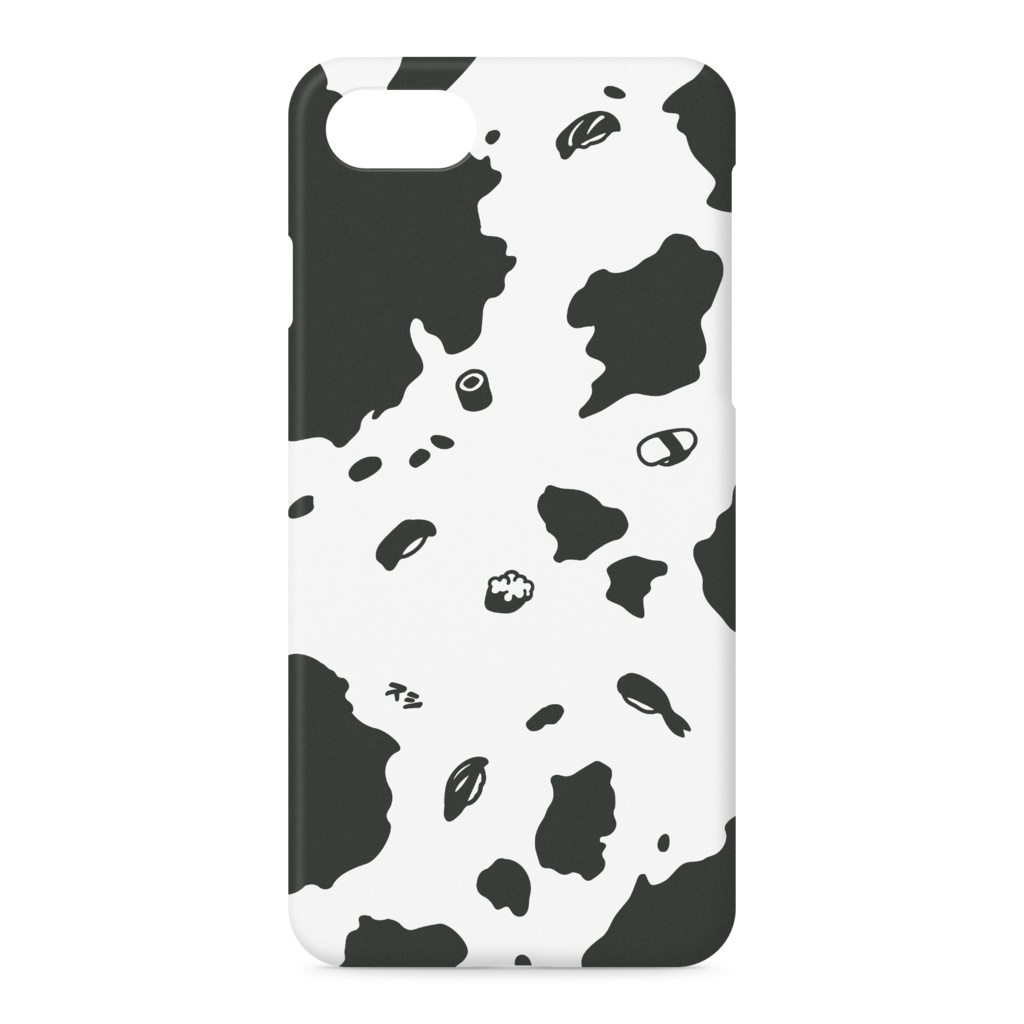 S-USHI スシウシ 寿司の牛柄|黒×白|スマートフォンケース