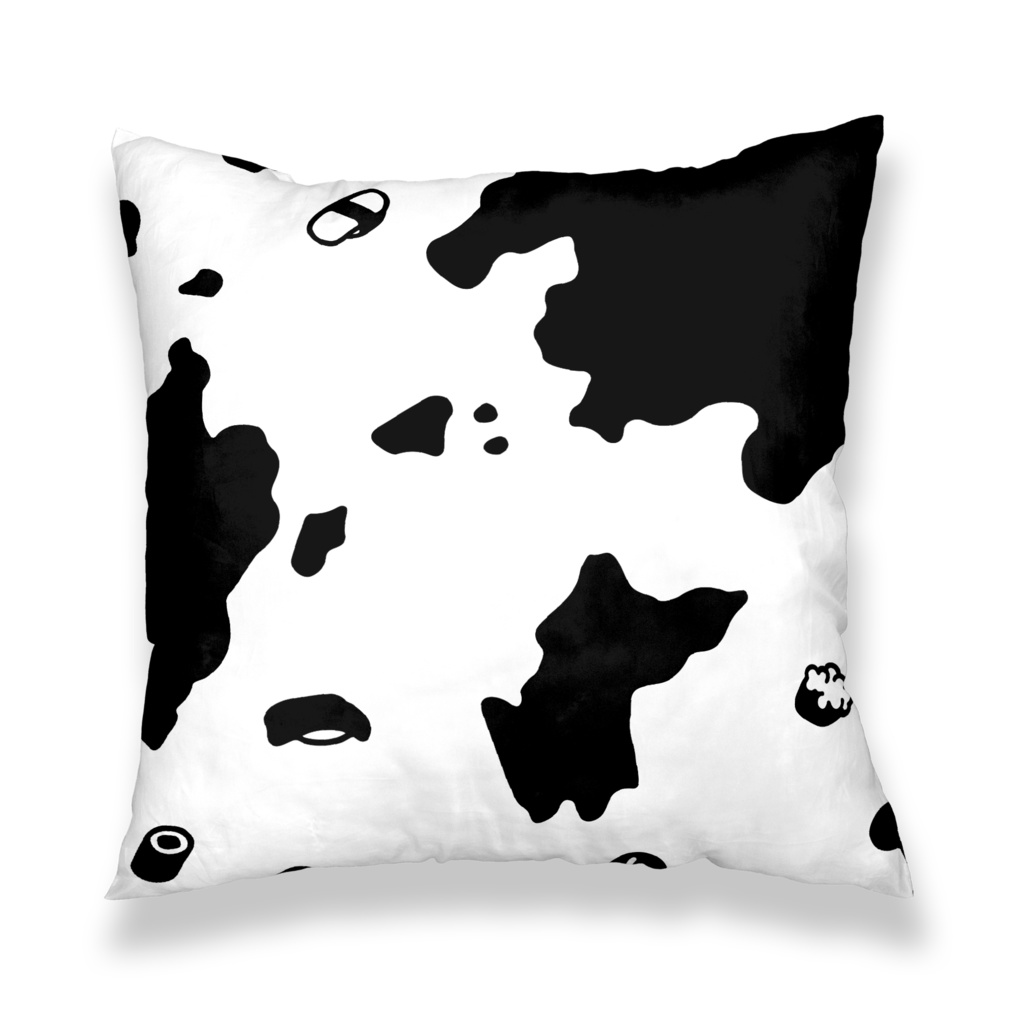 S-USHI ウスシ 鮨の牛柄 | 黒 | クッションカバー SUSHI CowPattern | Black | Pillow Cover