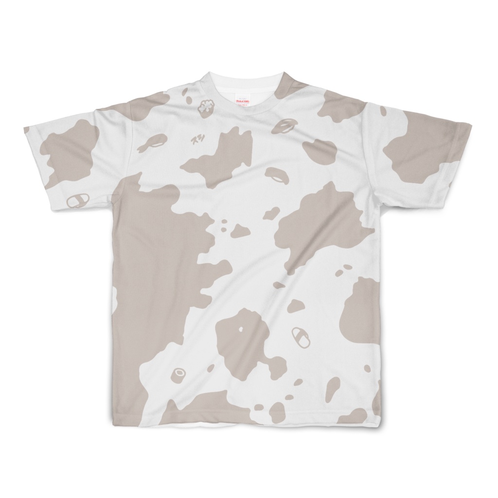 S-USHI ウスシ 鮨の牛柄|グレーベージュ|フルグラフィックTシャツ SUSHI CowPattern | Gray Beige | Full Graphic T-Shirt