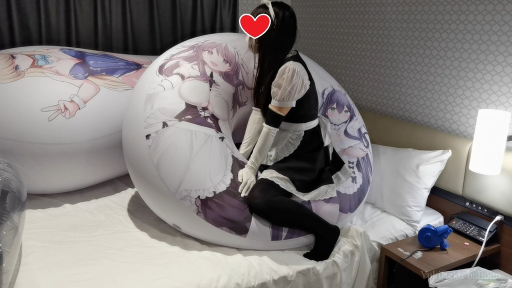 黒髪Mちゃんの浮き輪型空ビ遊び M-chan's ring shape inflatable play