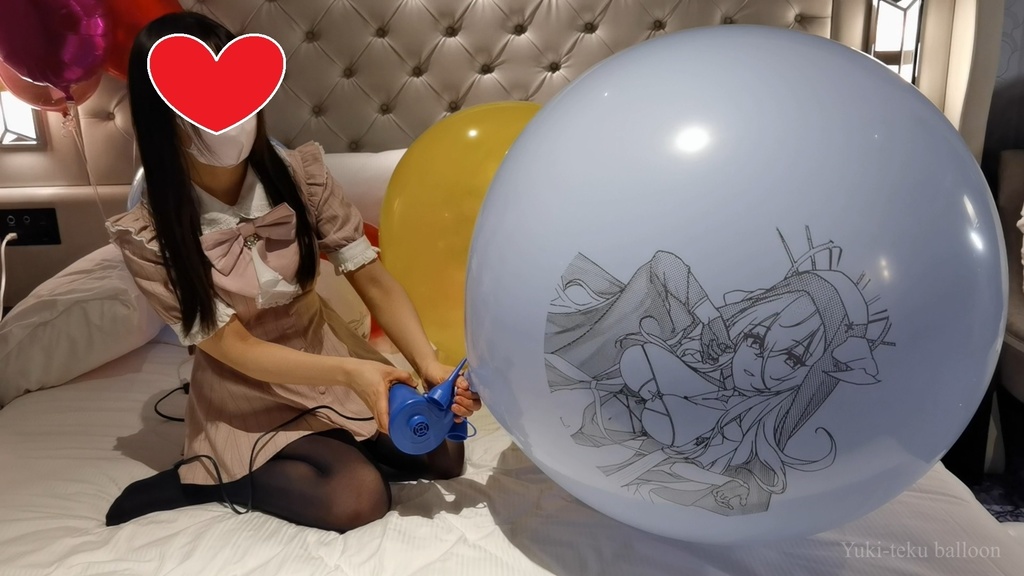 黒髪Mちゃんのイラスト風船遊び&割り4 M-chan's Anime balloon play & Pop4