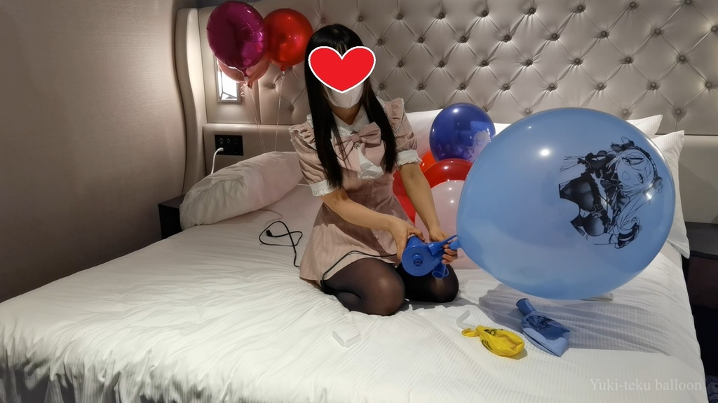 黒髪Mちゃんのイラスト風船遊び&割り4 M-chan's Anime balloon play & Pop4