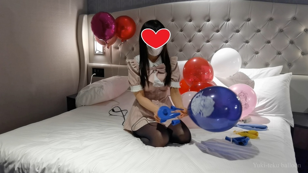 黒髪Mちゃんのイラスト風船遊び&割り4 M-chan's Anime balloon play & Pop4