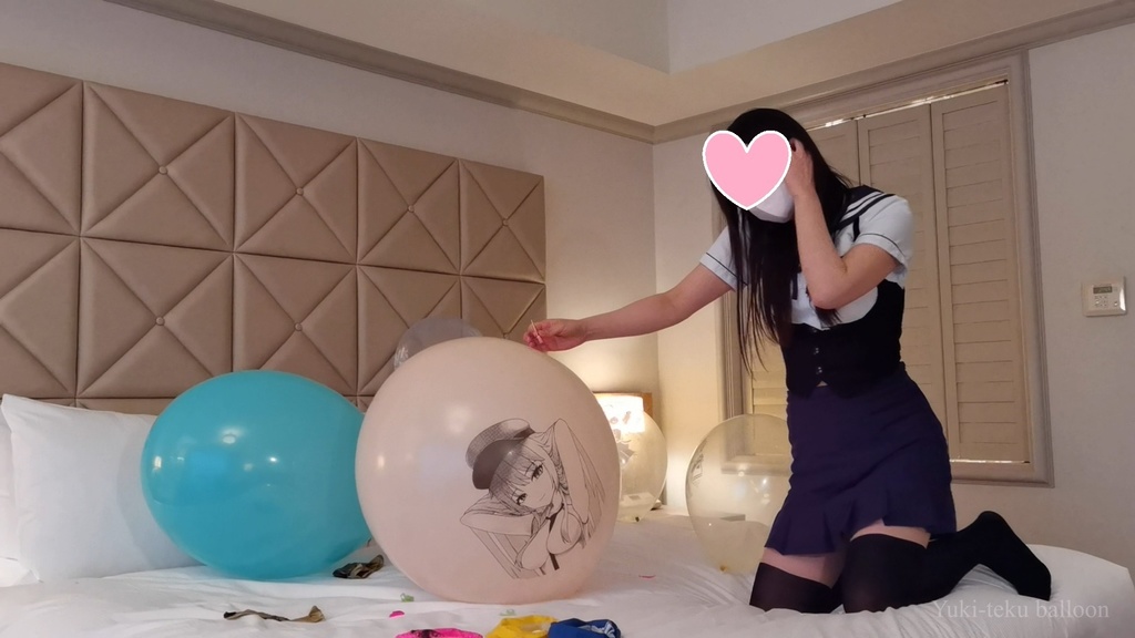 黒髪Mちゃんのイラスト風船遊び&割り5 M-chan's Anime balloon play & Pop5