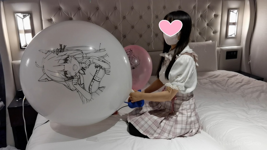 黒髪Mちゃんのイラスト風船遊び M-chan's Anime balloon play
