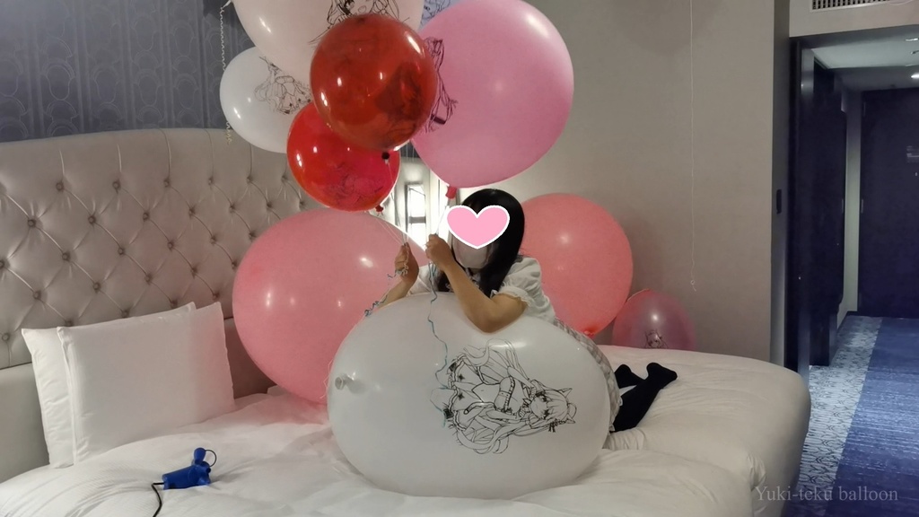 黒髪Mちゃんのイラスト風船遊び M-chan's Anime balloon play