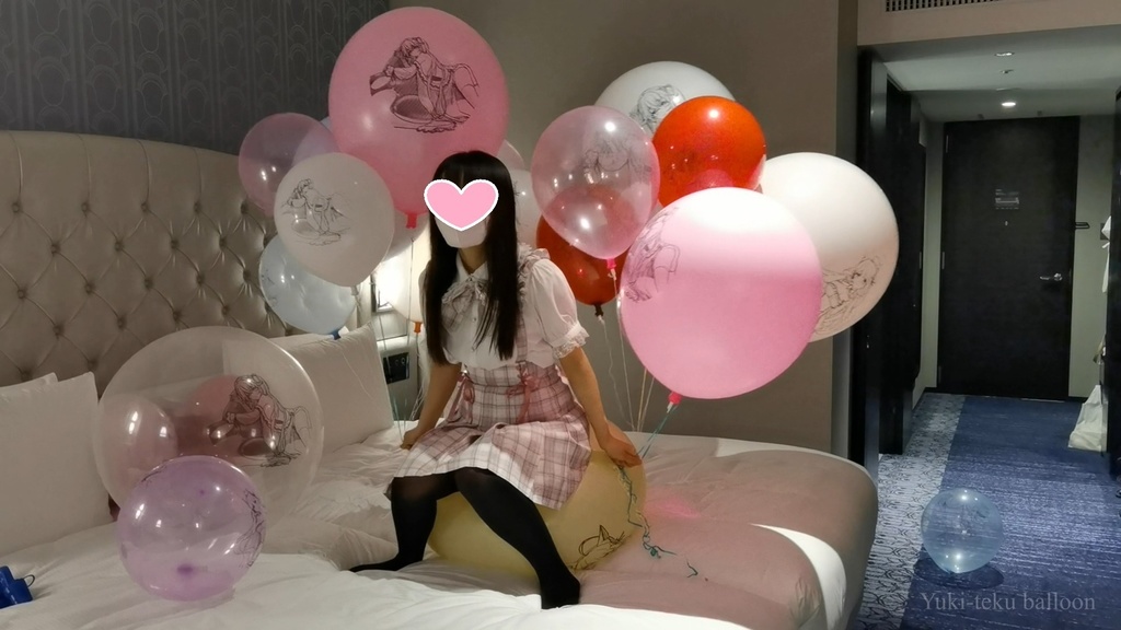 黒髪Mちゃんのイラスト風船遊び&割り6 M-chan's Anime balloon play & Pop6