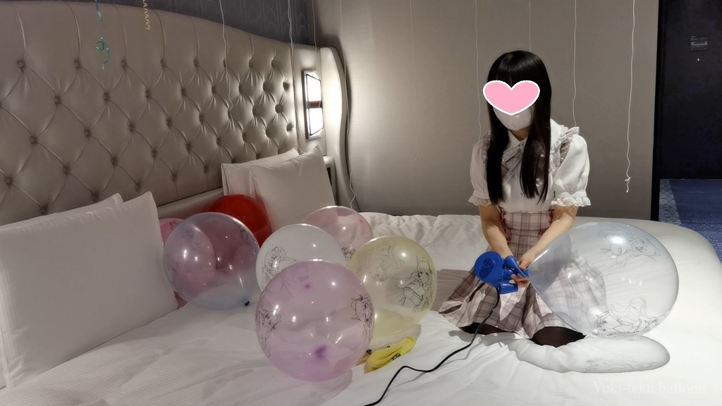 黒髪Mちゃんのイラスト風船遊び&割り6 M-chan's Anime balloon play & Pop6