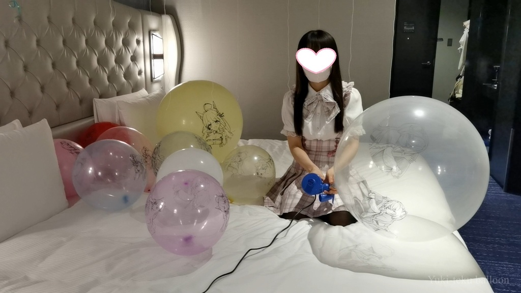 黒髪Mちゃんのイラスト風船遊び&割り6 M-chan's Anime balloon play & Pop6