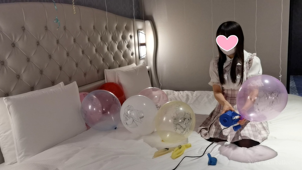 黒髪Mちゃんのイラスト風船遊び&割り6 M-chan's Anime balloon play & Pop6