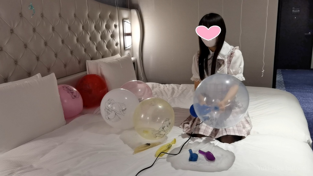 黒髪Mちゃんのイラスト風船遊び&割り6 M-chan's Anime balloon play & Pop6