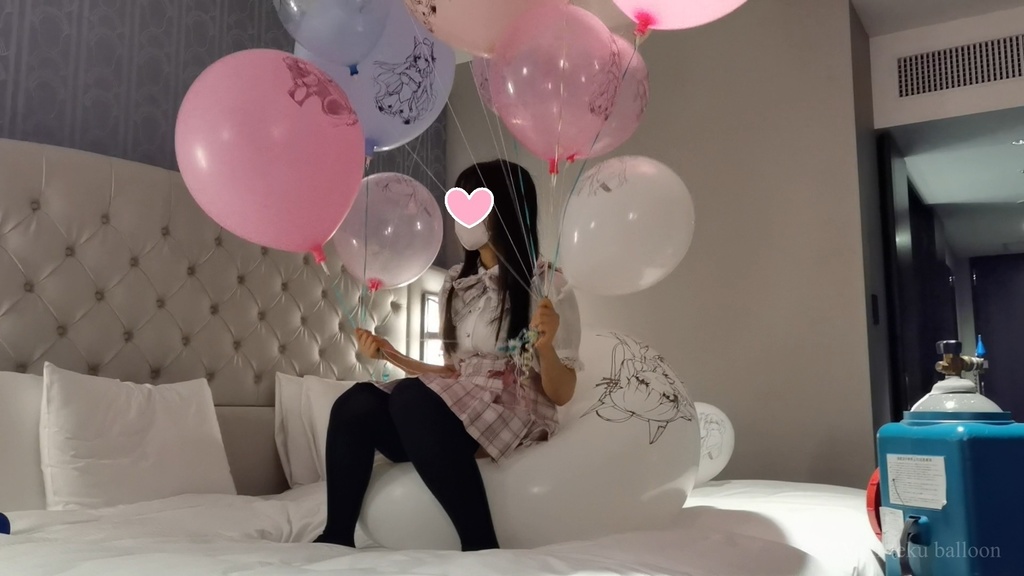 黒髪Mちゃんのヘリウム風船遊び2 M-chan's Helium balloon play2