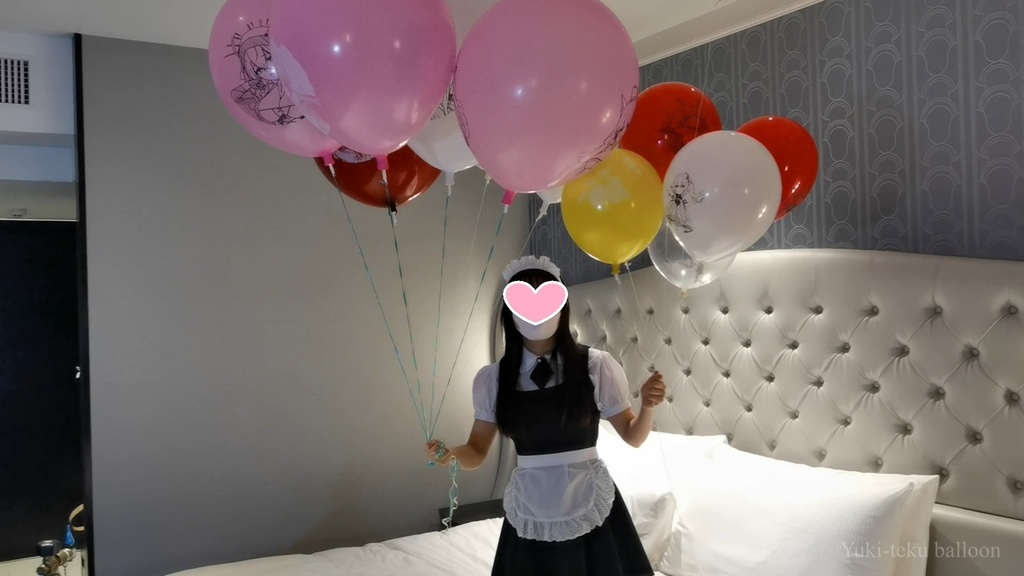 メイドMちゃんのヘリウム風船遊び Maid M-chan's Helium balloon play
