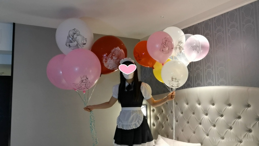 メイドMちゃんのヘリウム風船遊び Maid M-chan's Helium balloon play
