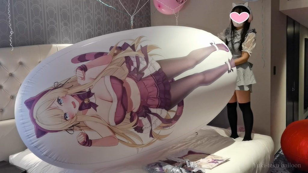 黒髪Mちゃんの巨大空ビ遊び M-chan's huge inflatable play