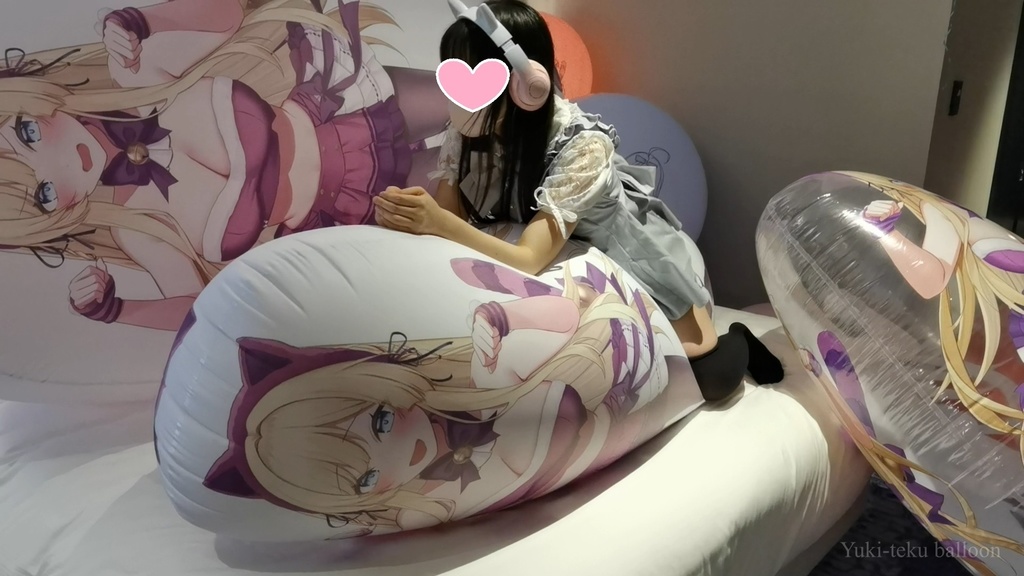 黒髪Mちゃんの巨大空ビ遊び M-chan's huge inflatable play