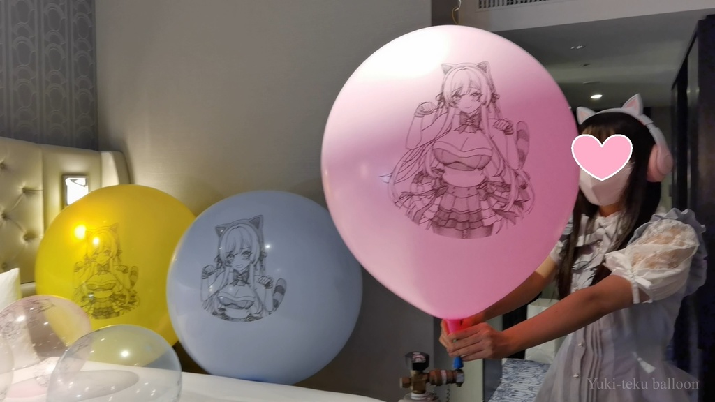 黒髪Mちゃんのヘリウム風船遊び&割り M-chan's Helium balloon play & Pop