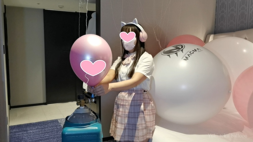 JK Mちゃんのヘリウム風船遊び&割り JK style M-chan's Helium balloon play & Pop